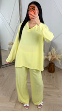 Crinkle Set met Oversized Blouse en Wijde Broek