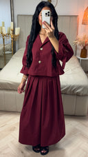 Cropped Set met Plooiskirt & Strikdetail Mouwen