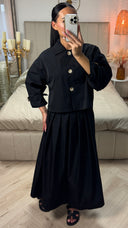 Cropped Set met Plooiskirt & Strikdetail Mouwen