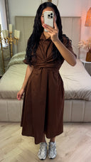 Cross Tie Belt Blouse Dress