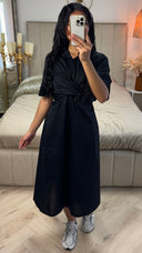 Cross Tie Belt Blouse Dress