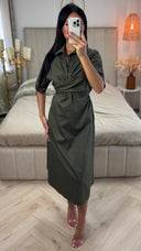 Cross Tie Belt Blouse Dress