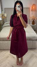 Cross Tie Belt Blouse Dress