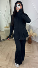 Sportieve 2-Piece Fitness Set met Rits en Wijde Broek