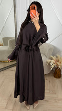 Elegante Abaya met Parel Details en Ceintuur