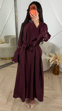 Elegante Abaya met Parel Details en Ceintuur