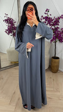 Elegante Maxi Jurk met Contrast Details