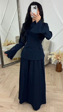 Elegante Two-Piece Set met Flared Mouwen en Maxi Rok