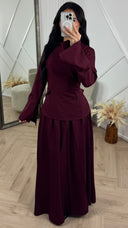 Elegante Two-Piece Set met Flared Mouwen en Maxi Rok