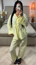 Essential Integrated Tie Waist Belt Set Golden Buttons Detail