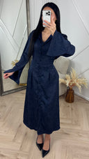 Blouse Maxi Jurk met Kraag en Taillelint