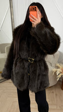 Faux Fur Jas met Ceintuur & Goudkleurig Detail