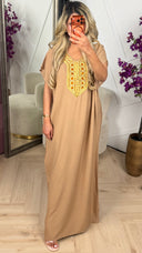 Maxi Kaftan Jurk met Luxe Borduursel en Viscose 1896