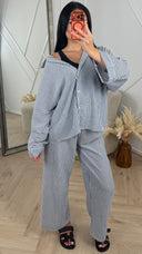 Gestreepte Tweedelige Set met Wijde Broek