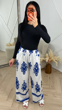 Bohemian Print Broek met Wijde Pijpen B502