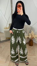 Bohemian Print Broek met Wijde Pijpen B502