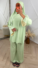 PRE ORDER Burkini Set met Contrastdetails en Ronde Hals WORDT 22-07 VERZONDEN