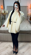PRE ORDER Teddy Tie Belt Oversized Poncho Golden Button WORDT 13-11 VERZONDEN
