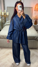 Integrated Waist Detail Denimlook Set