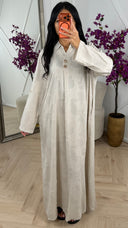 Jacquard Maxi Jurk met Kraag en Sierknopen 023-1