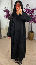 Jacquard Maxi Jurk met V-Hals en Steekzakken 009-1