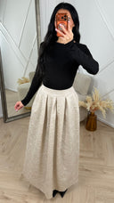 Jacquard Maxi Rok met Plooidetails