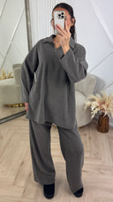 Jacquard Two-Piece Set met Halve Rits