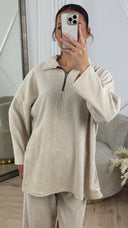 Jacquard Two-Piece Set met Halve Rits