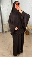 Jersey 2-Piece Khimar Set met Ruffle Rand