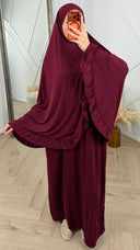 Jersey 2-Piece Khimar Set met Ruffle Rand