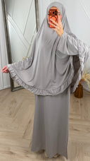 Jersey 2-Piece Khimar Set met Ruffle Rand