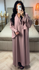 Lange Abaya met V-hals en Splitmouwen