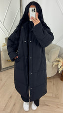 Lange Puffer Jas met Hoge Kraag