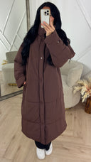 Lange Puffer Jas met Hoge Kraag