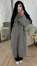 Lange Teddy Cardigan met Zakdetails