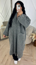 Lange Teddy Cardigan met Zakdetails