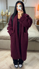 Lange Teddy Cardigan met Zakdetails