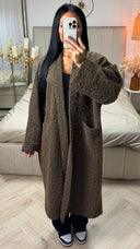 Lange Teddy Cardigan met Zakdetails