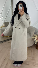 Lange Wool Look Mantel met Knoopsluiting