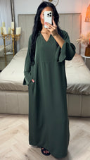 Lichte Maxi Jurk met V-Hals & Splitmouwen