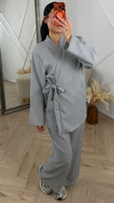 PRE ORDER Linen Style 2-Piece Set met Overslag en Wijde Broek WORDT 04-5 verzonden