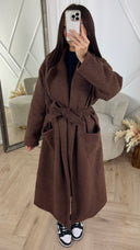 Luxe Bouclé Maxi Coat met Ceintuur