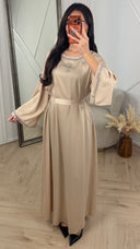 Luxe Maxi Jurk met Kristalborduursel en Wijde Mouwen