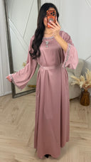 Luxe Maxi Jurk met Kristalborduursel en Wijde Mouwen