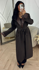 Luxe Trenchcoat met Leren Revers & Ceintuur