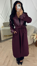 Luxe Trenchcoat met Leren Revers & Ceintuur