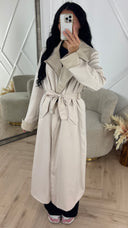 Luxe Trenchcoat met Leren Revers & Ceintuur