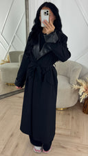 Luxe Trenchcoat met Leren Revers & Ceintuur