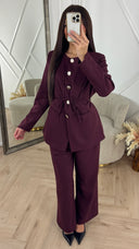 Luxe Two-Piece Set met Gouden Knopen & Ceintuur