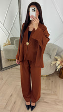 Luxe Viscose Two-Piece Set met Gouden Broche